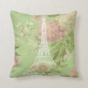 Paris, je t'aime Vintage Floral Eiffelturm Kissen