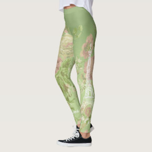 Paris, je t'aime Vintage Floral Eiffelturm Leggings
