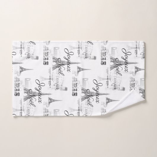 Paris Joyeux Weihnachten B&W Christmas Badtuch Set (Handtuch)