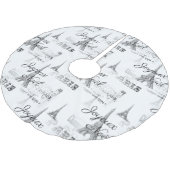 Paris Joyeux Weihnachten B&W Weihnachtsbaumrock Polyester Weihnachtsbaumdecke (Schrägansicht)