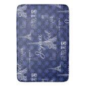 Paris Joyeux Weihnachten Christmas Blue Bathmat Badematte (Vorderseite Vertikal)