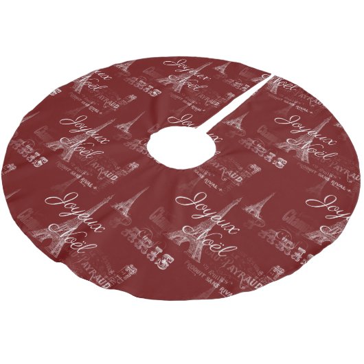 Paris Joyeux Weihnachten Dark Red Christmas Tree R Polyester Weihnachtsbaumdecke (Schrägansicht)