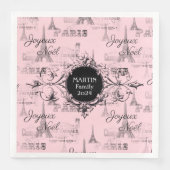 Paris Joyeux Weihnachten Personal Pink Christmas N Serviette (Vorderseite)