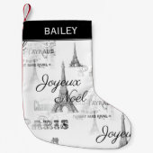 Paris Joyeux Weihnachten Personalisierter Strumpf Kleiner Weihnachtsstrumpf (Vorderseite)