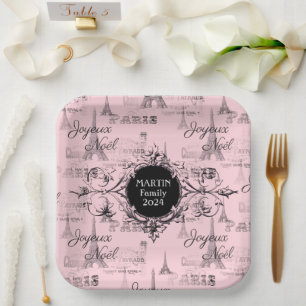 Paris Joyeux Weihnachten Persönliche Pink Weihnach Pappteller
