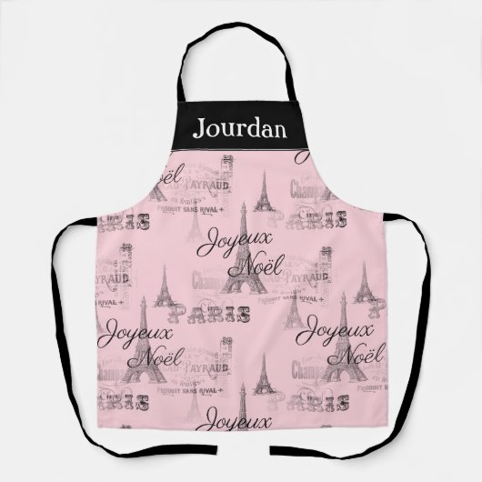 Paris Joyeux Weihnachten Persönliche Pink Weihnach Schürze (Vorderseite)