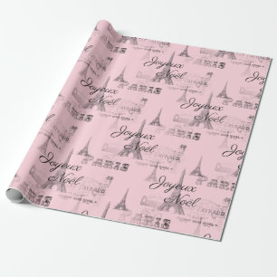 Paris Joyeux Weihnachten Pink Weihnachtswrapping P Geschenkpapier