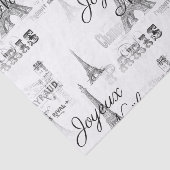 Paris Joyeux Weihnachten Weihnachten B&W Tissue Pa Seidenpapier (Ausschnitt)