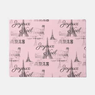 Paris Joyeux Weihnachten Weihnachten Schwarz-Pink Fußmatte