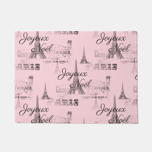 Paris Joyeux Weihnachten Weihnachten Schwarz-Pink  Fußmatte (Vorderseite)