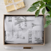 Paris Joyeux Weihnachten Weihnachts B&W Tissue Pap Seidenpapier (Geschenk)