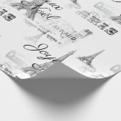 Paris Joyeux Weihnachten Weihnachts-B&W Wrapping P Geschenkpapier (Ecke)