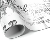 Paris Joyeux Weihnachten Weihnachts-B&W Wrapping P Geschenkpapier (Rolleneckpunkt)