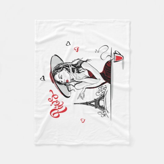 Paris & Kaffee, rot Fleecedecke (Vorderseite)