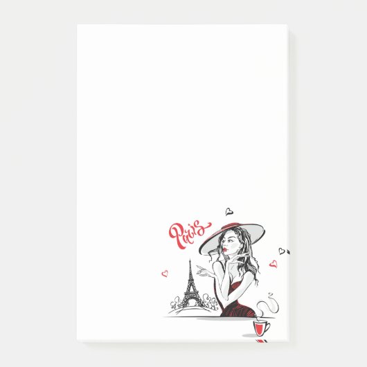 Paris & Kaffee, rot Post-it Klebezettel (Vorderseite)