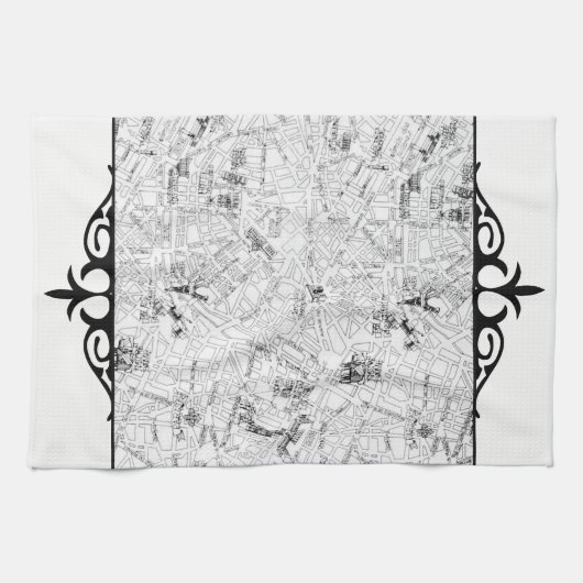 Paris-Karte Geschirrtuch (Horizontal)