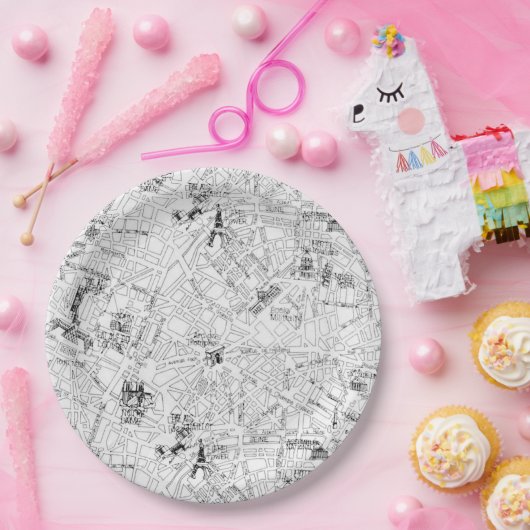 Paris Karte Pappteller (Party)