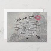 Paris-Karte Postkarte (Vorne/Hinten)