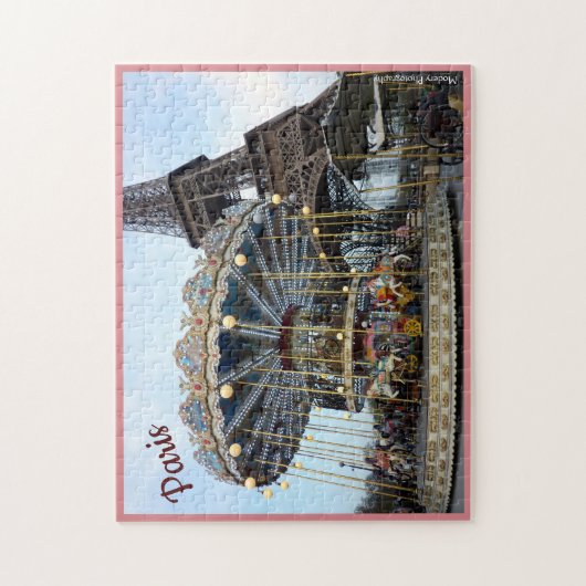 Paris-Karussell (u. Eiffelturm) mit Text Puzzle (Vertikal)