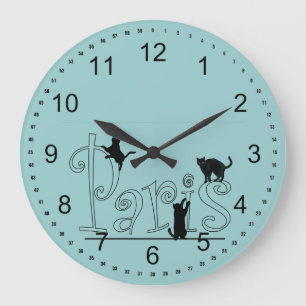 Paris-Katzen Große Wanduhr