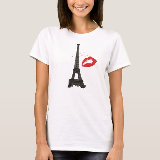 "Paris Kiss" Frauenbella-Flowy-Circle Top, weiß T-Shirt (Vorderseite)