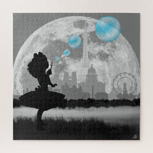 PARIS Kleines Girl Making Blue Bubble Art Puzzle (Vertikal)