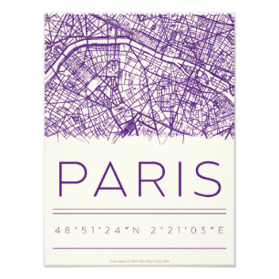 Paris Koordinaten Stadtplan Poster – Minimale Stad