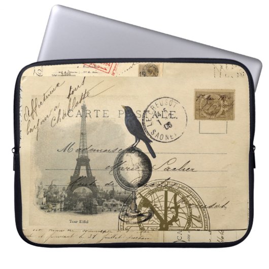 Paris-Krähen-Kugel-französische Laptopschutzhülle (Vorderseite)