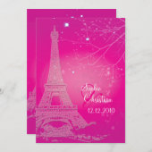 Paris La Nuit, eiffelturm Hochzeitsempfang Einladung (Vorne/Hinten)