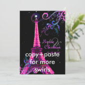 Paris La Nuit, eiffelturm Hochzeitsempfang Einladung (Stehend Vorderseite)