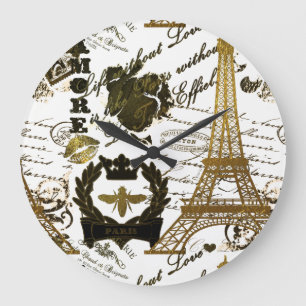Paris: La Tour Eiffel Große Wanduhr