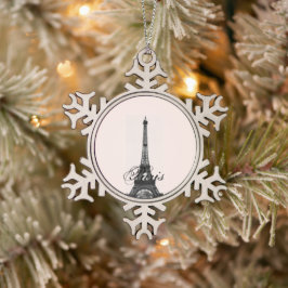 Paris – La Tour Eiffel pastel Eiffelturm Schneeflocken Zinn-Ornament