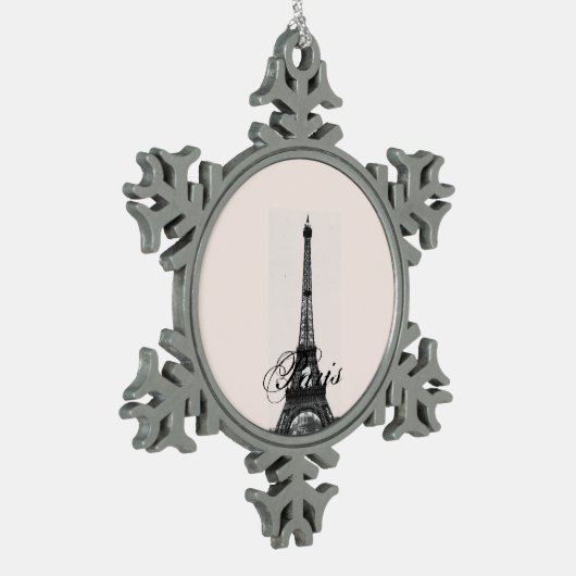 Paris – La Tour Eiffel pastel Eiffelturm Schneeflocken Zinn-Ornament (Links)