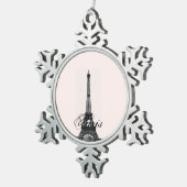 Paris – La Tour Eiffel pastel Eiffelturm Schneeflocken Zinn-Ornament (Rechts)