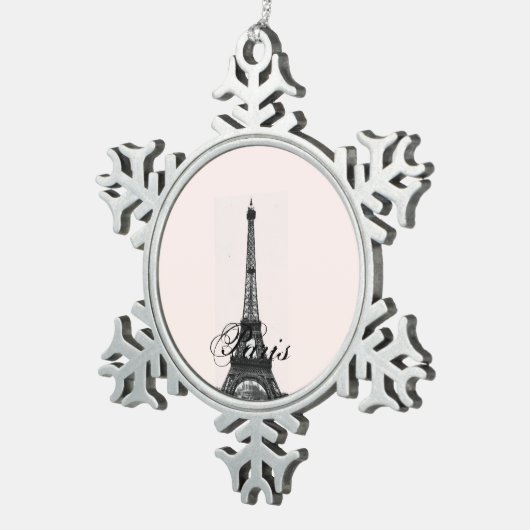 Paris – La Tour Eiffel pastel Eiffelturm Schneeflocken Zinn-Ornament (Rechts)