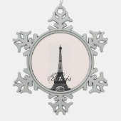 Paris – La Tour Eiffel pastel Eiffelturm Schneeflocken Zinn-Ornament (Vorderseite)