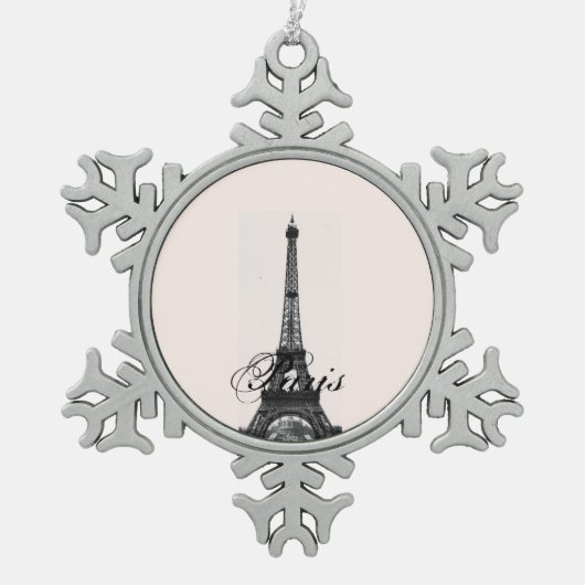 Paris – La Tour Eiffel pastel Eiffelturm Schneeflocken Zinn-Ornament (Vorderseite)