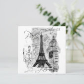 Paris La Tour Eiffel Tower Einladung (Stehend Vorderseite)