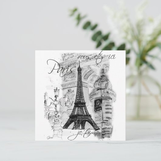 Paris La Tour Eiffel Tower Einladung (Stehend Vorderseite)