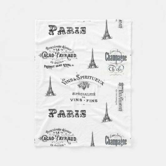 Paris Label Collage Fleece-Decke Fleecedecke (Vorderseite)