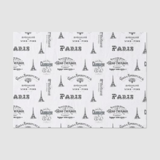 Paris Label Collage Seidenpapier (Vorderseite)