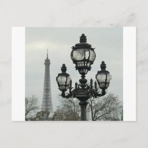Paris Lamp Post and Eiffel Tower Scene Postkarte