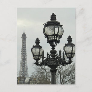 Paris Lamp Post und Eiffelturm Szene Postkarte