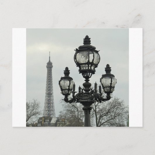 Paris Lamp Post und Eiffelturm Szene Postkarte (Vorderseite)