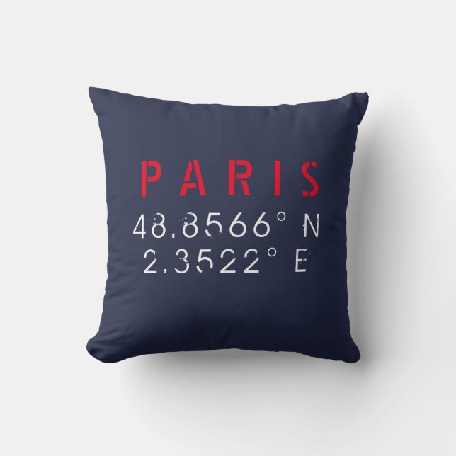 Paris Längengrad Latitude Navy Throw Kissen (Vorderseite)
