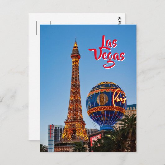 Paris Las Vegas am Abend Postkarte (Vorne/Hinten)
