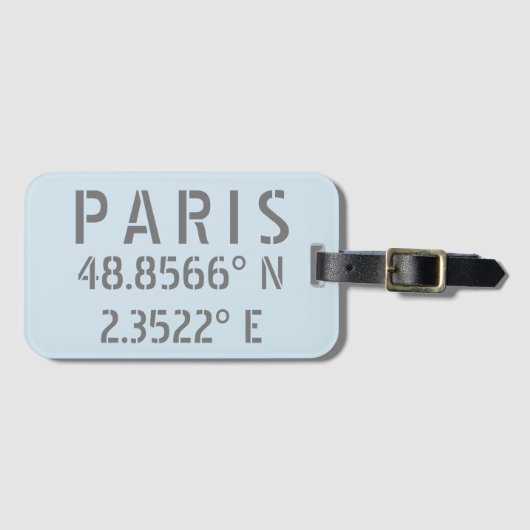 Paris Latitude Longitude Gepäckanhänger (Vorderseite (Horizontal))