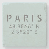 Paris Latitude Longitude Steinuntersetzer (Vorderseite)