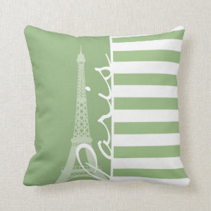 Paris; Laurel Green Horizontal Stripes Kissen