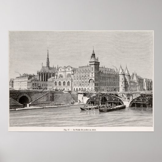Paris - Le Palais de justice en 1859 Poster (Vorne)